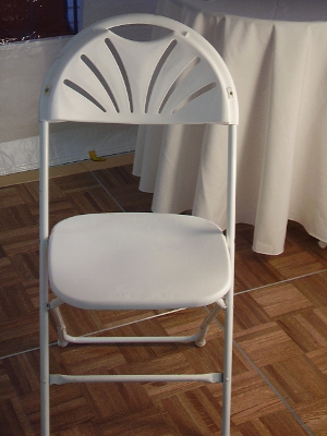 White fan-back chair